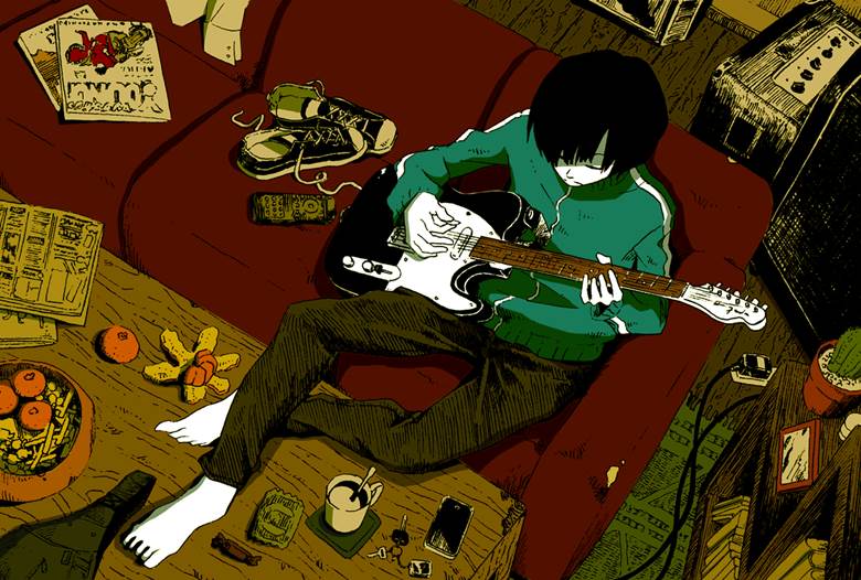テレキャスター|川野的弹吉他人物插画图片