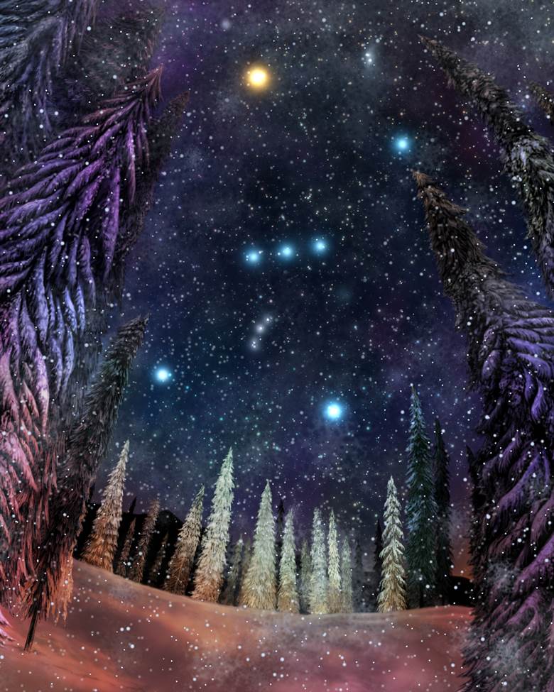 冬のオリオン|Kupe的Pixiv高清风景插画图片