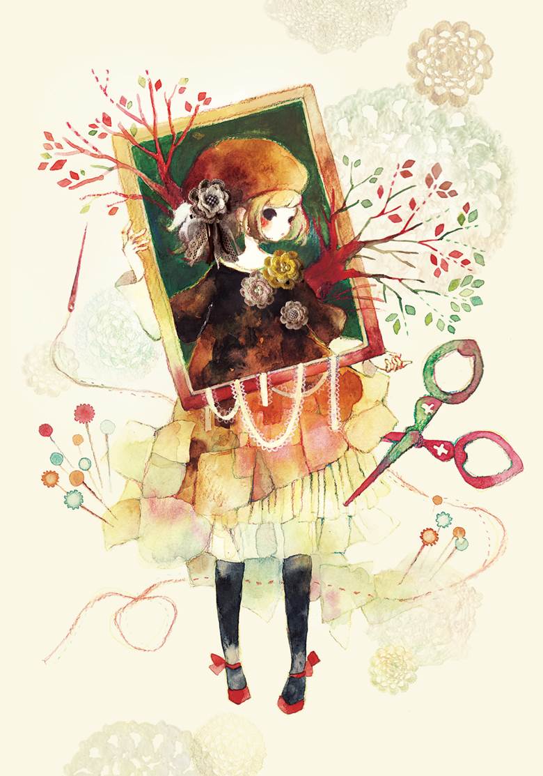 手绘, 女孩子, collage, watercolor, 原创1000users加入书籤