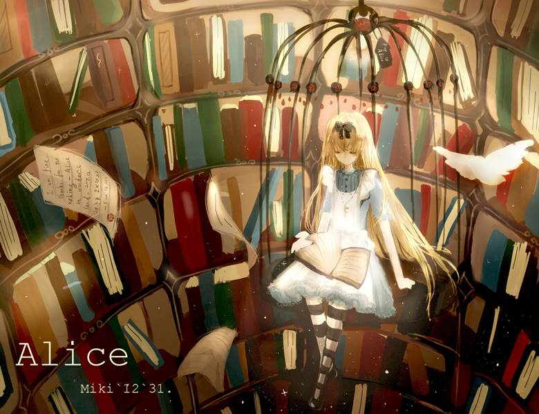 blonde, alice, loli, library, young girl