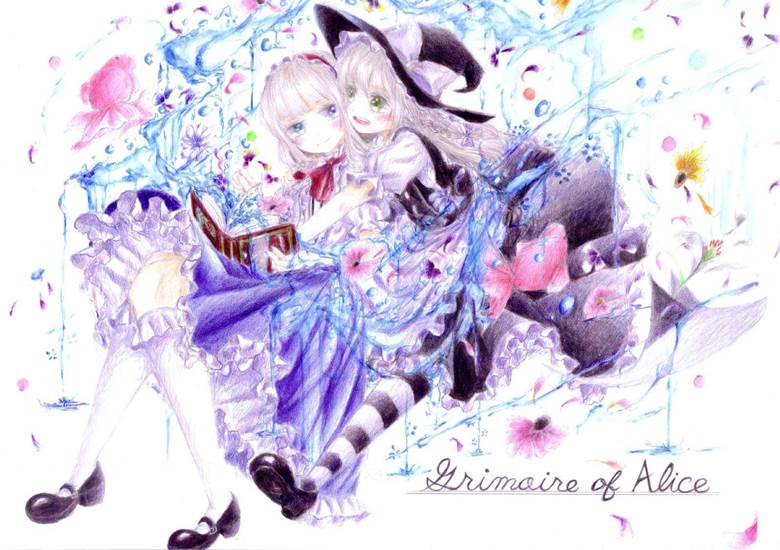 the Grimoire of Alice|くろいうさぎ的彩色铅笔手绘插画图片