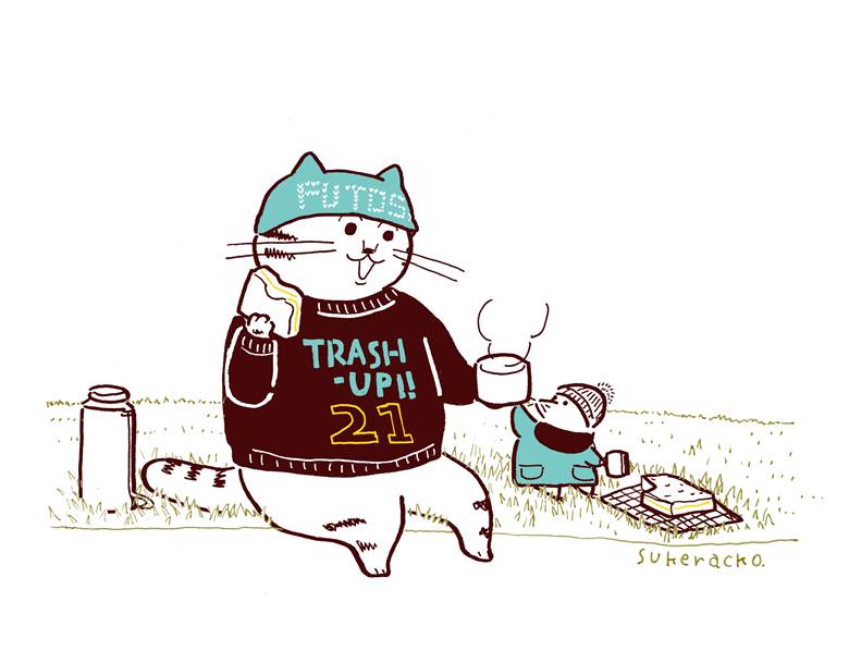 モグラの小仓くんとねこのふとし 冬のピクニック|スケラッコ的猫咪插画图片