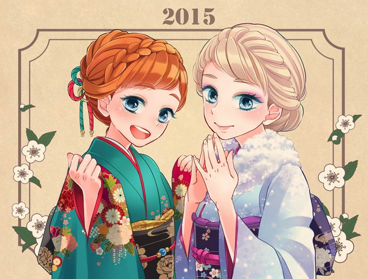 2015安娜和艾尔莎|插画师铃原センチ的冰雪奇缘插画图片