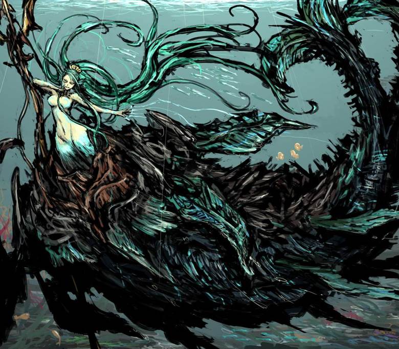 オオヨロイウナバラノカミアオヒメ|元村人的怪物pixiv插画图片