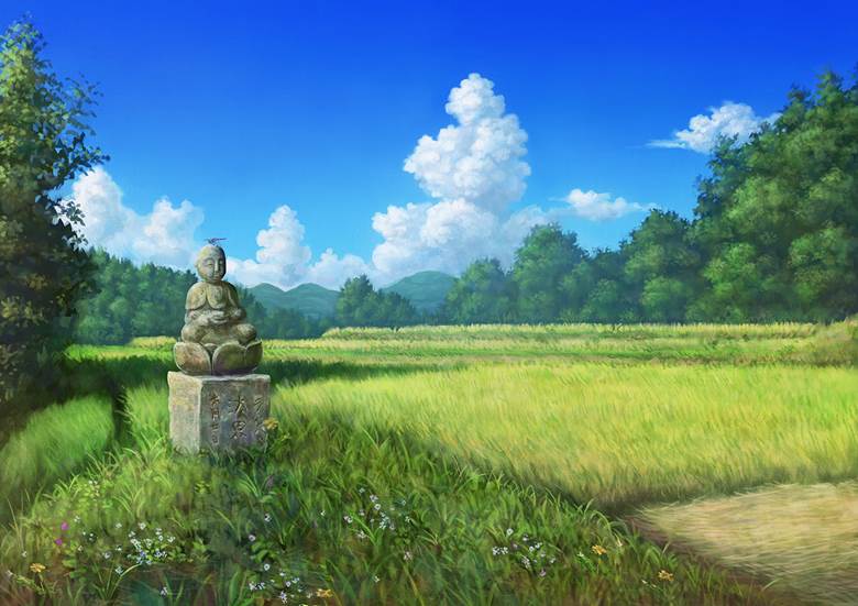 background, scenery, nature, country, summer, mountain, landscape painting, summer sky