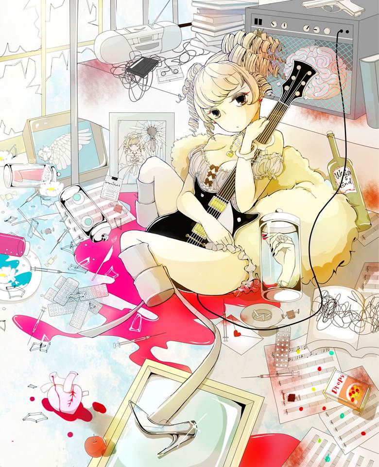 original, young girl, guitar, artificial leg, amputee