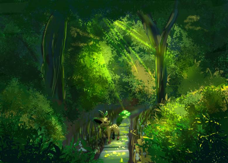精灵宝可梦, 风景, 叶伊布, forest, hikaru, 太美了, Pokemon 100+ bookmarks
