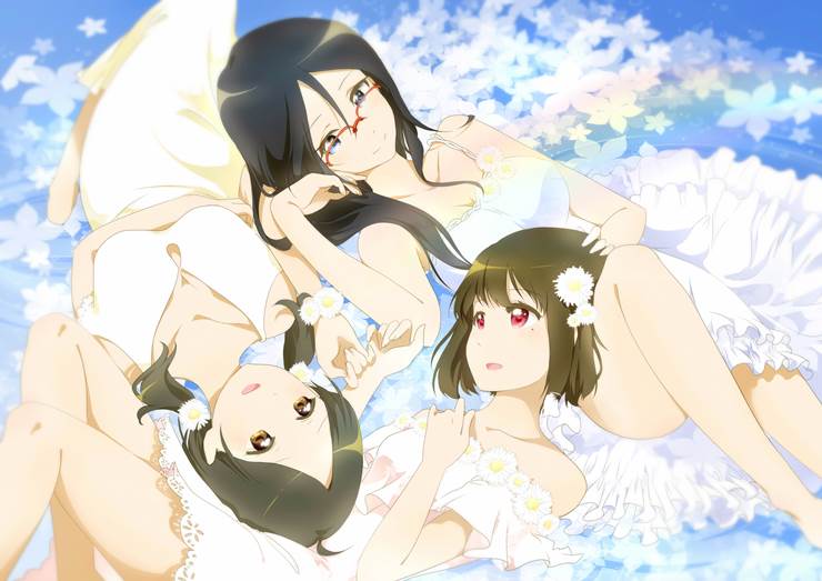 Sound! Euphonium, Asuka Tanaka, Kaori Nakaseko, Haruka Ogasawara, water surface, yuri, body of a goddess
