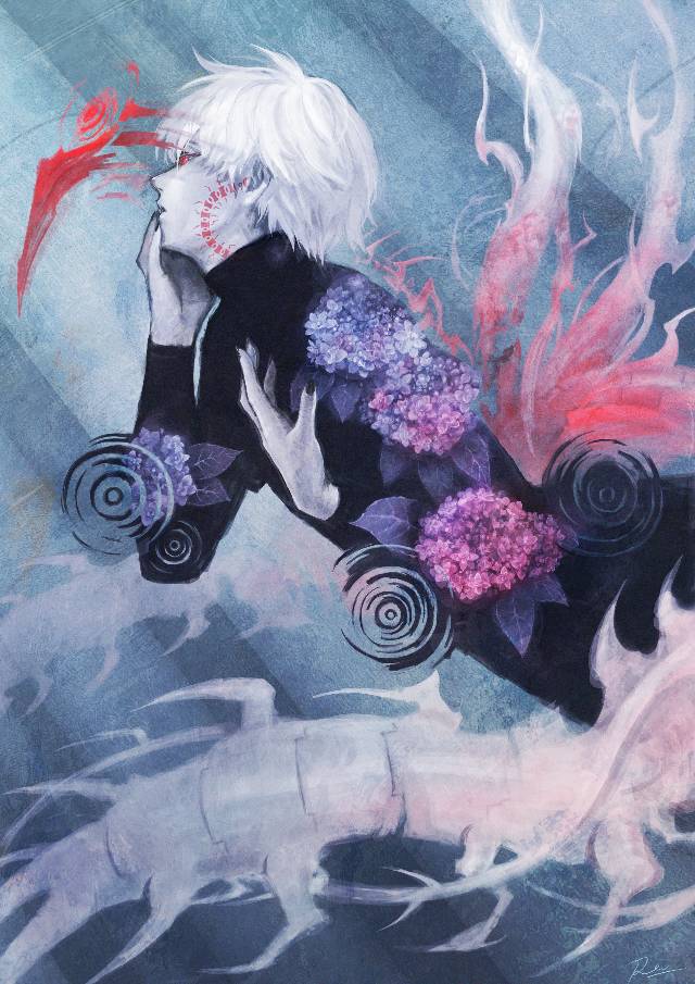 tokyo ghoul, kaneki ken, hydrangea