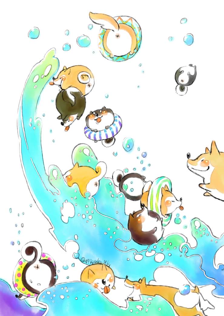 沙沙----|插画师雨季的狗类动物插画图片