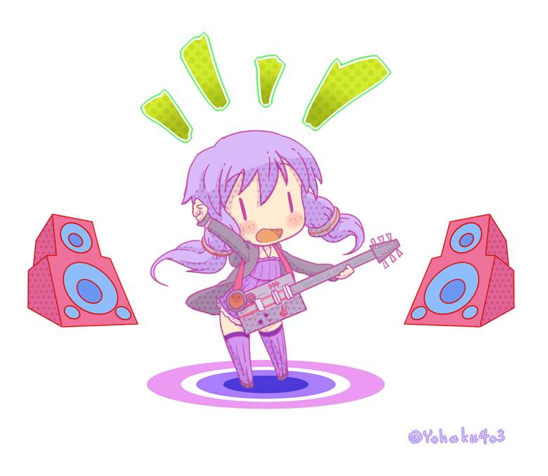 Yuzuki Yukari, guitar, chibi, ribbed fabric