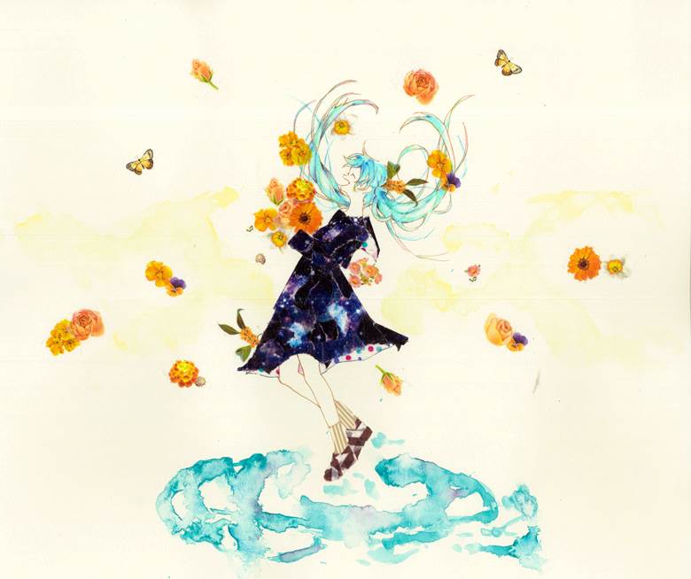 女孩子, 原创, 2015, 奇幻, watercolor, transparent watercolor, copic马克笔, masking tape, spring