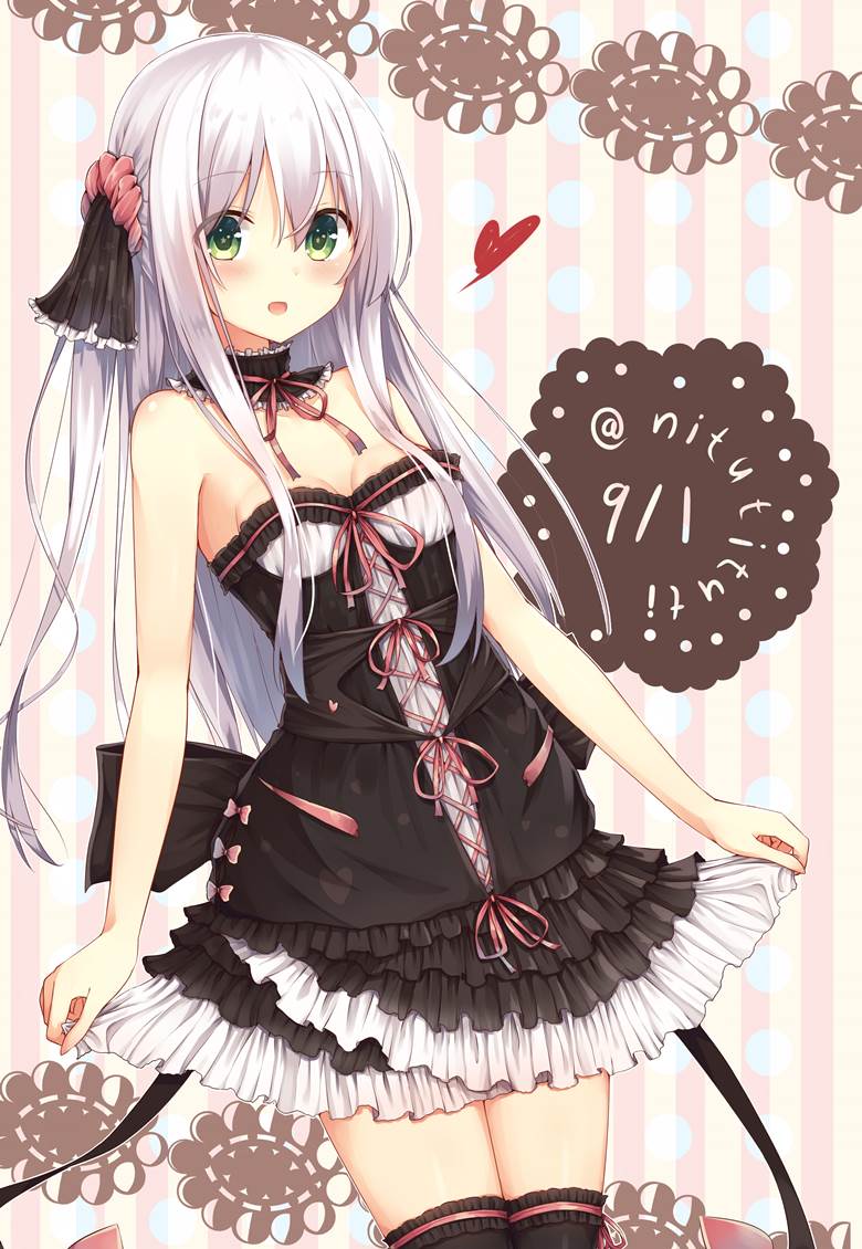 original, white hair, side tail, black dress, original 7,500+ bookmarks, lolita