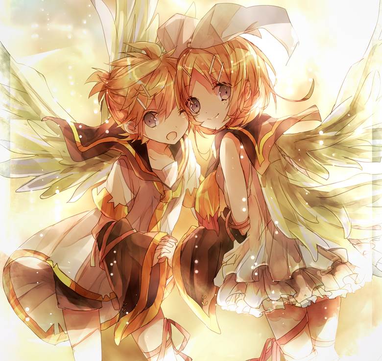 Kagamine Len, kagamine rin, beautiful, lenrin, Vocaloid 5000+ Bookmarks, bunch of angels