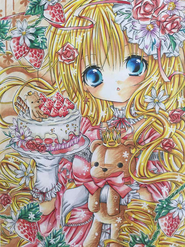 洛丽塔, bear, strawberry, 女孩子, 原创, copic马克笔