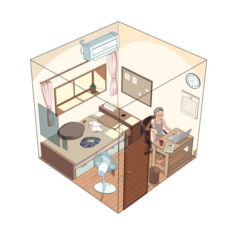 房间|插画师纪ノ雪的房间室内插画图片