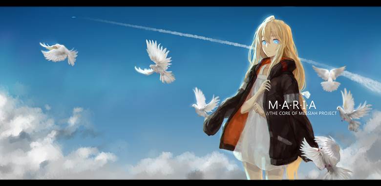 金发, original, 涂鸦, 云, contrail, 鸽
