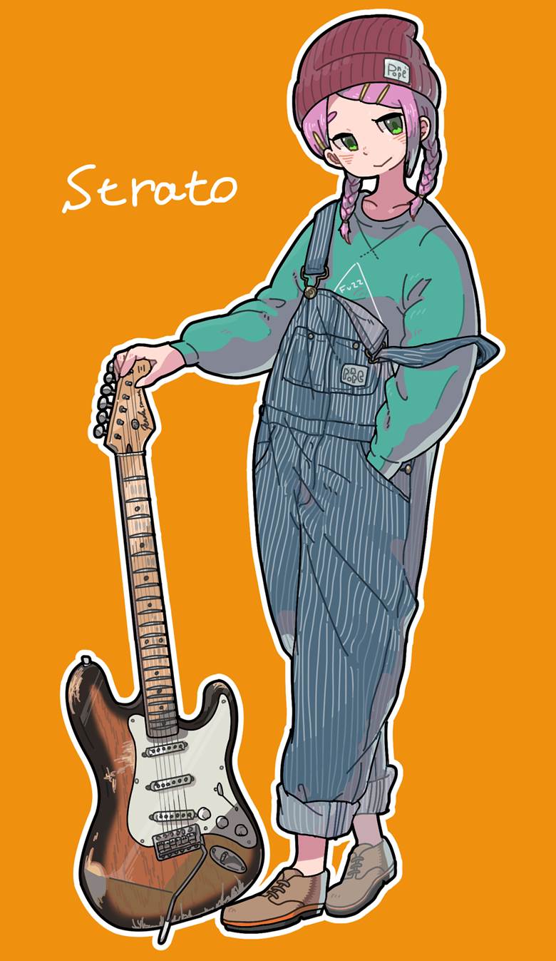 オーバーオールとストラト|ゆ～ほりあん的弹吉他人物插画图片