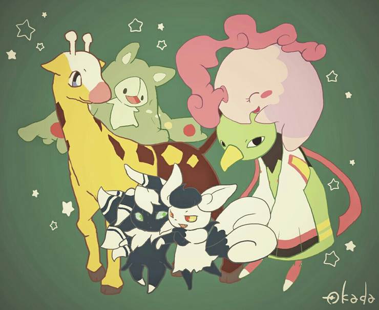 精灵宝可梦, Xatu, 超能妙喵, Girafarig, reuniclus