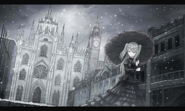 scenery, winter, snow, gothic lolita