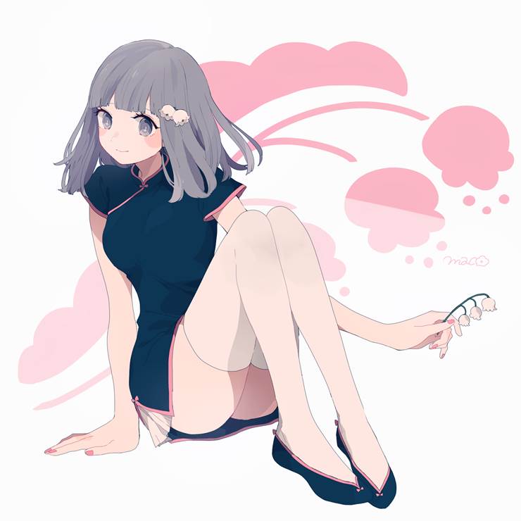 原创, 女孩子, cheongsam, lily of the valley, 旗袍, 大腿, 原创10000users加入书籤, 白色过膝袜