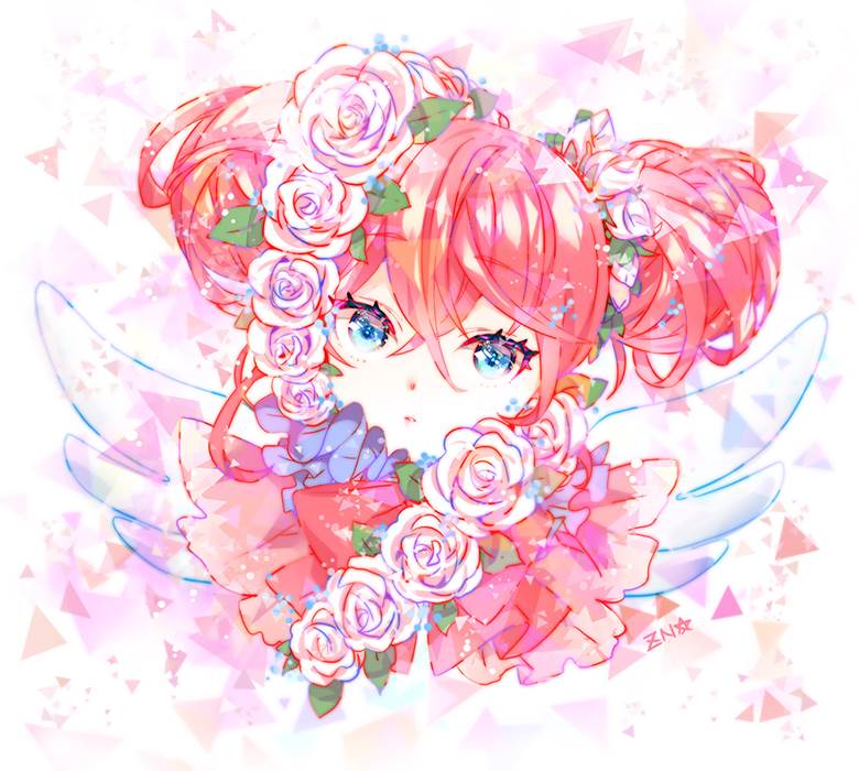 バラの少女|zenyu★的玫瑰花与少女插画图片