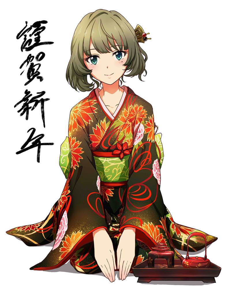 谨贺新年枫さん绫野优的和服少女插画图片