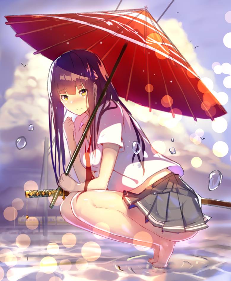 女の子|Enji的下雨插画图片
