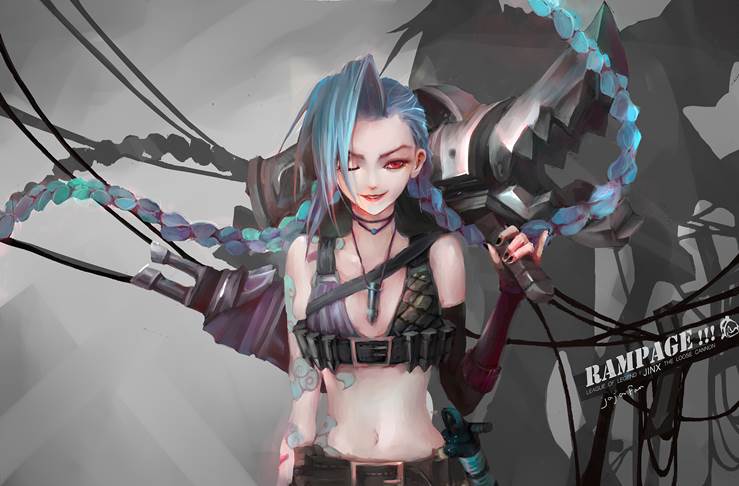 girl, young girl, League of Legends, Jinx