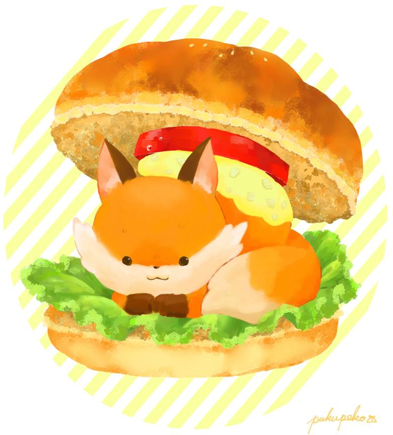 バーガー|ぷくぺこお的汉堡包美食插画图片