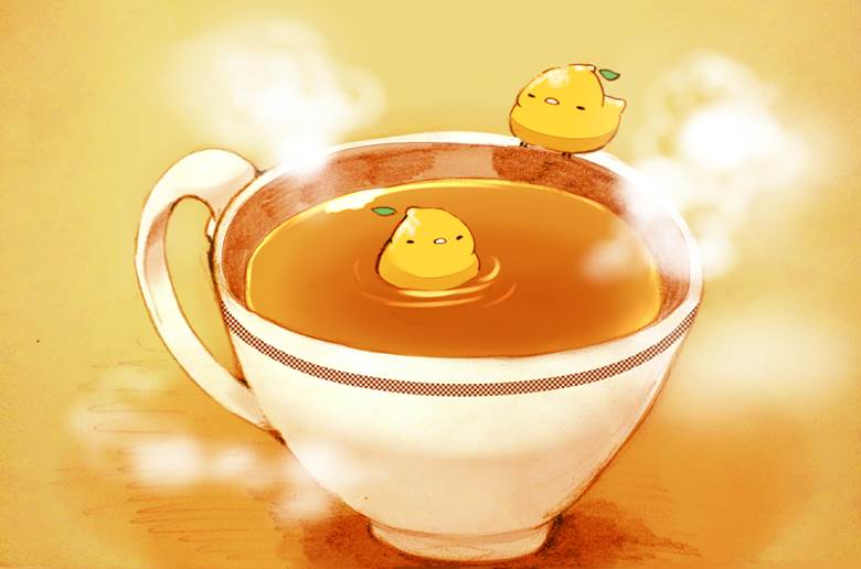あったかレモンティー|チャイ的Pixiv甜点小鸡插画图片