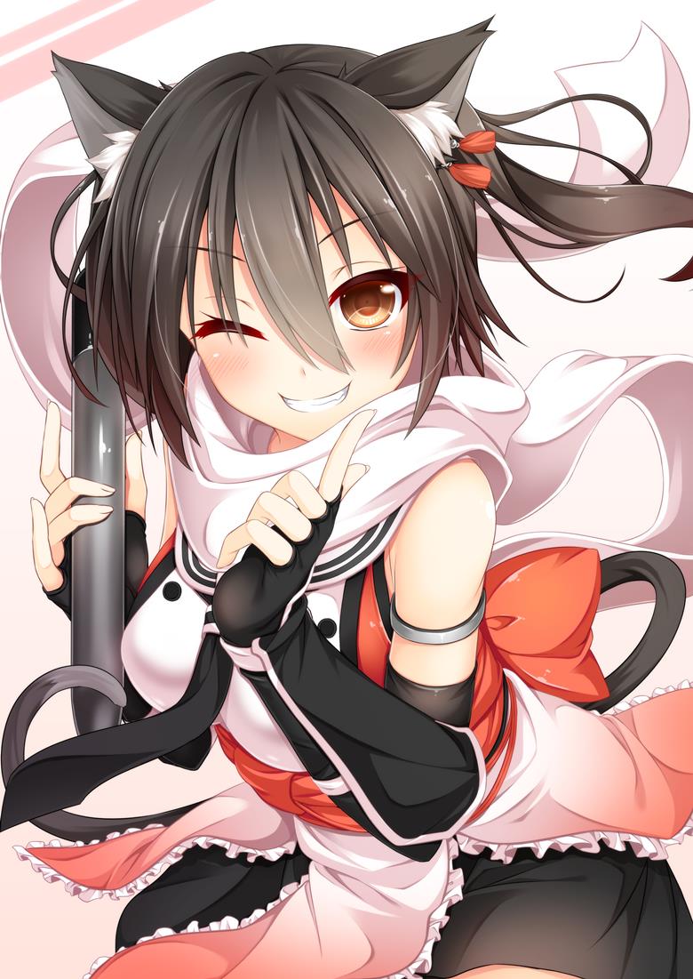 舰C, 舰队collection, Sendai, KatColle, 舰C好可爱, 围巾, 舰娘1000users加入书籤, Sendai Kai Ni, 抛媚眼