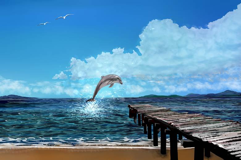 初夏の海|青山樱丸的Pixiv风景壁纸插画图片