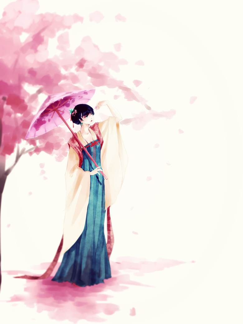 original works, Imoko, portrait, traditional Asian outfit, flower