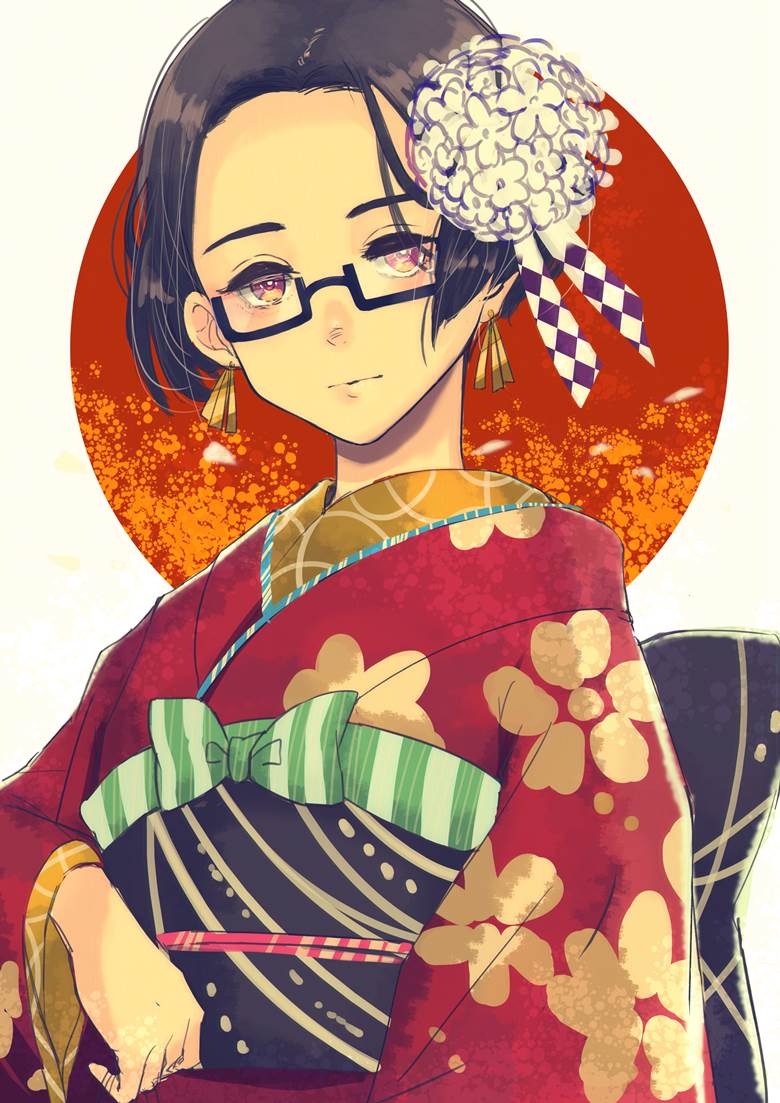 原创, kimono, 女孩子, 和服, 原创100收藏, 眼镜娘, 波波头