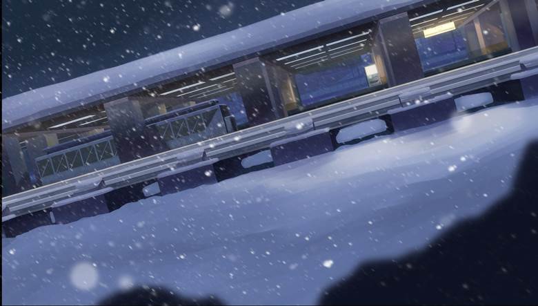 秒速5センチメートル 背景製作 (汽车駅)|Nakta()的下雪插画图片