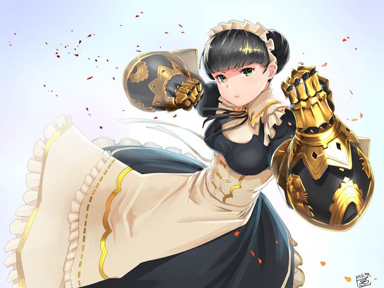 碧蓝幻想, 女仆, 连衫围裙, 武装女仆, gauntlet, 碧蓝幻想100收藏, string ribbon, chest outline