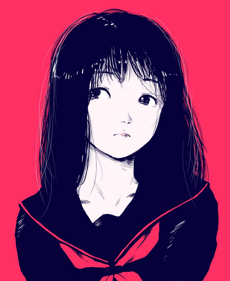 uniform, 长发, 水手服, 黑色水手服