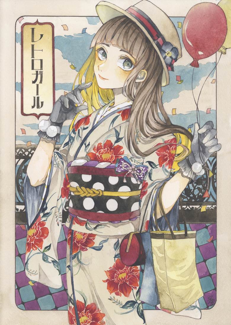 watercolor, 手绘, 原创, 插画, 品味优雅, 复古, can-can hat, inner color, 原创3000收藏