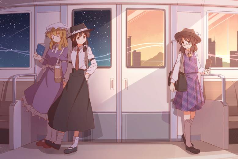 东方, 秘封俱乐部, 宇佐见莲子, 玛艾露贝莉·赫恩, Sumireko Usami, 长裙, 电车, 东方project1000收藏