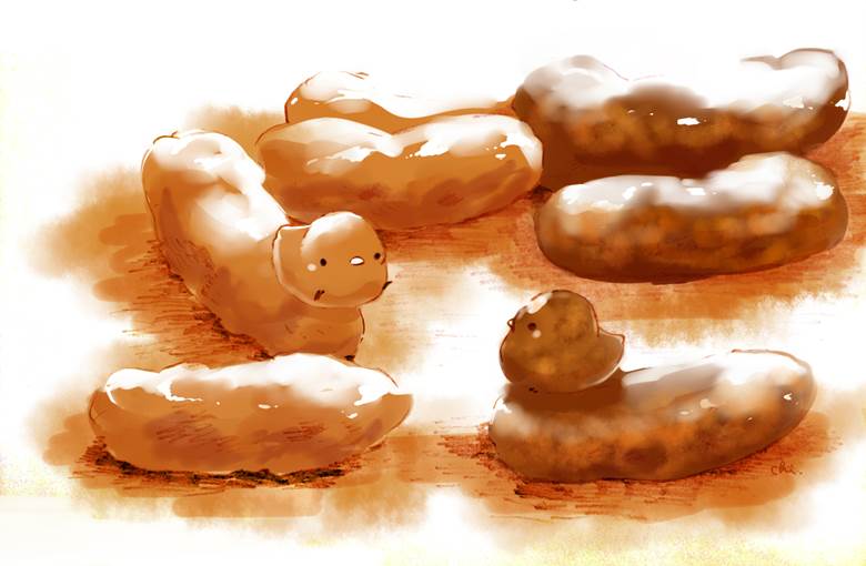 黒白かりんとう|チャイ的Pixiv甜点小鸡插画图片