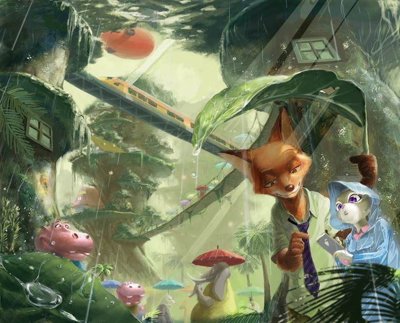 Nick/Judy, 疯狂动物城, 迪士尼, Nick, 野兽, Judy, forest