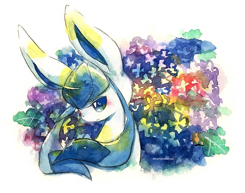 紫阳花, watercolor, 精灵宝可梦, 冰伊布, Pokemon 100+ bookmarks