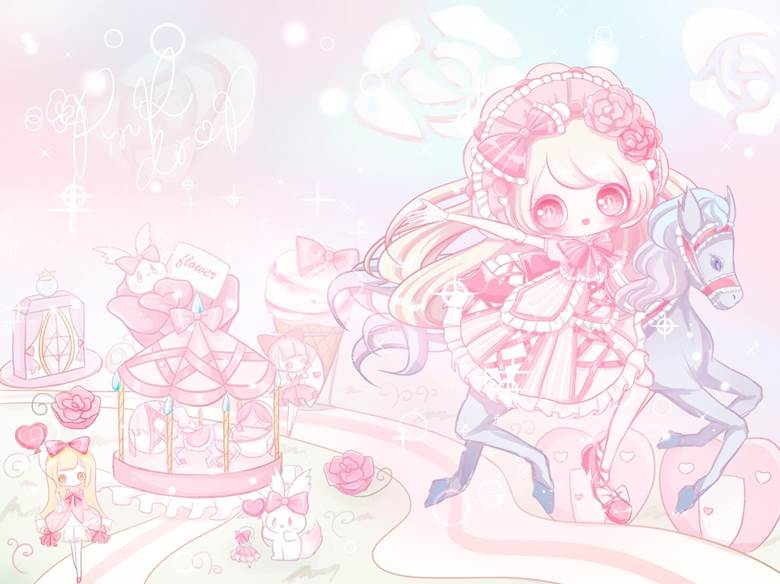 yume kawaii, merry-go-round, 粉色, 梦, 洛丽塔