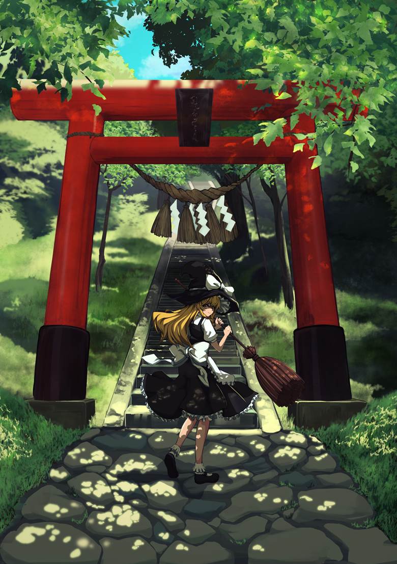 木漏れ日|さやいん.的和风鸟居插画图片