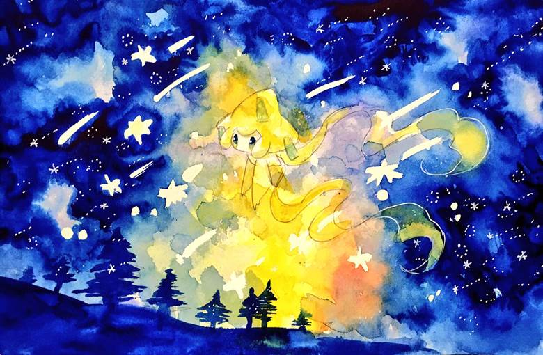 手绘, watercolor, 精灵宝可梦, 基拉祈, tanabata, Pokémon 500+ bookmarks
