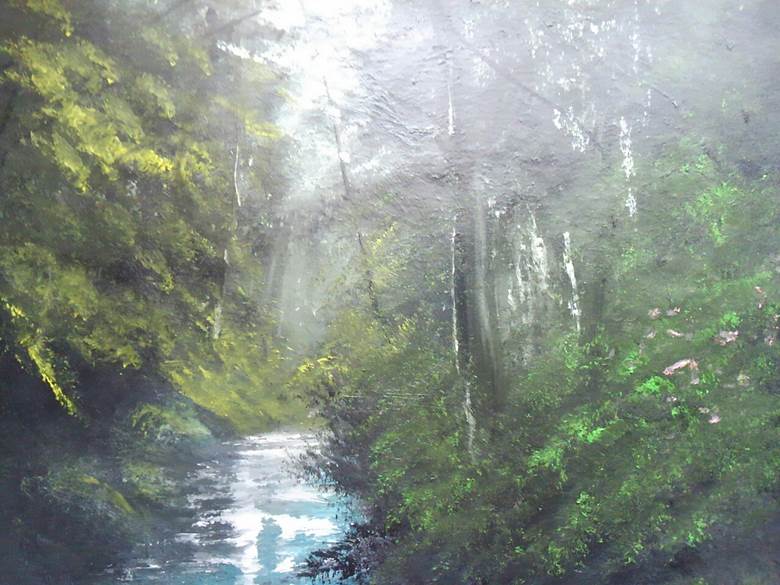 森の小川|紫李鸟的Pixiv风景壁纸插画图片