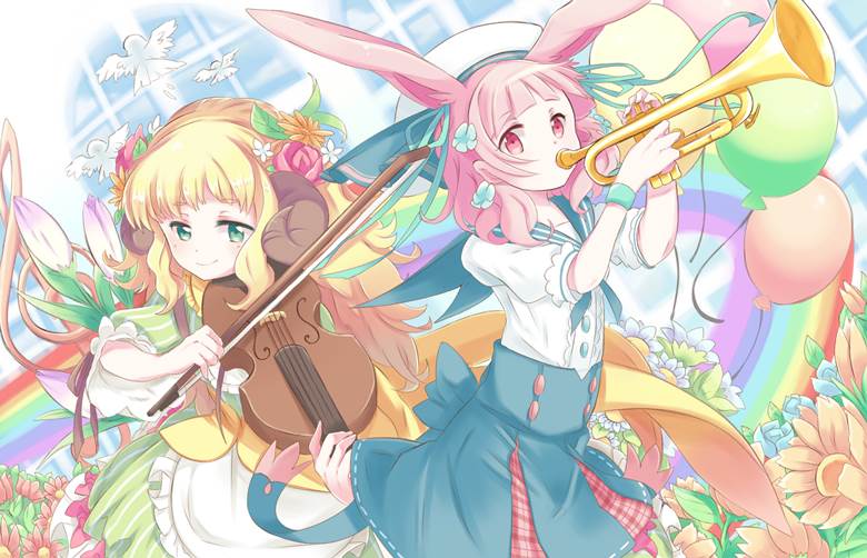 原创, 女孩子, 兔耳, 原创, 小提琴, 小号