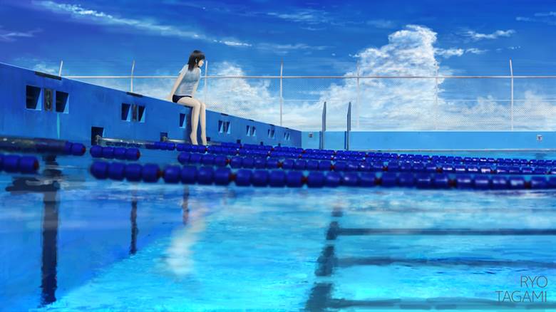 憧れの青|RyoTagami的高清风景插画图片