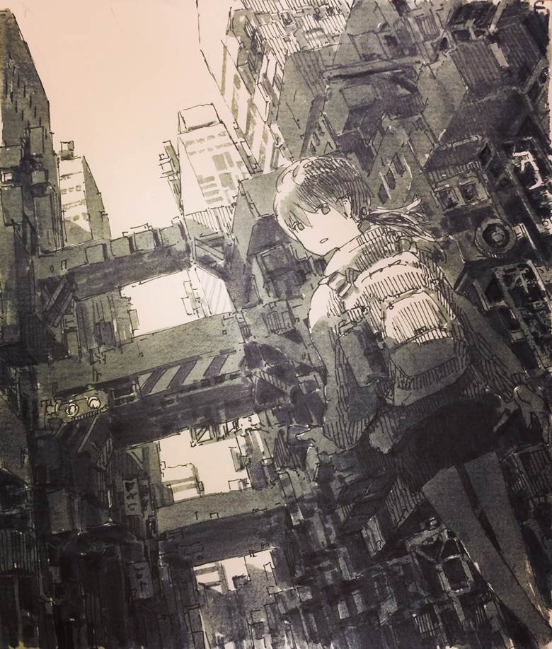 原创, doodle, 草图, city, 概念艺术, 女孩子, 建筑, 手绘, background